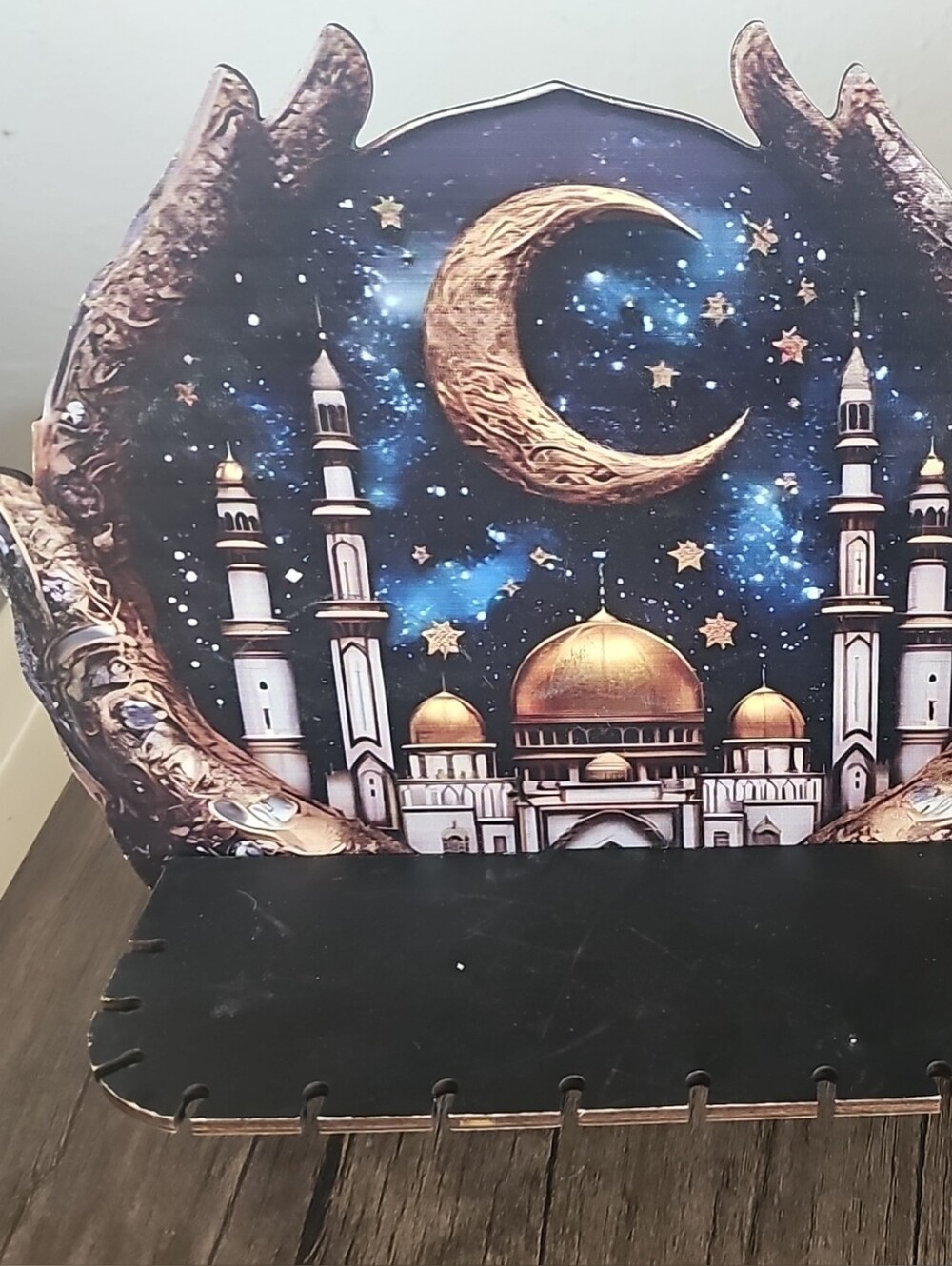 Crystal Shelf Decorative Night Sky Crescent Moon & Mosque Artwork